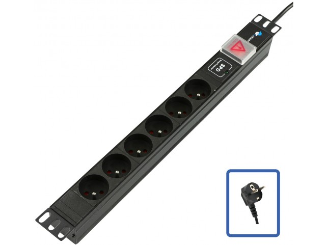 Lanview TUPS047 TUPS047 POWER STRIP 19 - 6 WAYS - 1U  - WITH SWITCH SURGE PROTECT