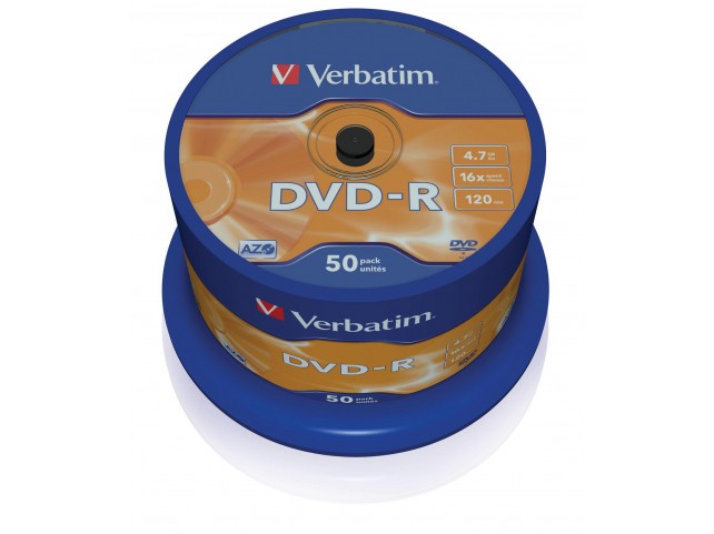 Verbatim 43548 DVD-R General 16X 4.7GB  Branded Matt Silver 50 Pack