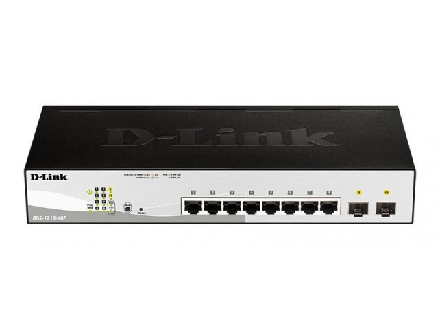 D-Link DGS-1210-10P/E DGS-1210-10P/E 10-port 10/100/1000 Gigabit  PoE Smart Switch including 2