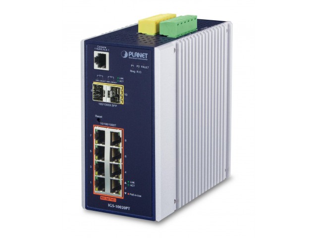 Planet IGS-10020PT IP30 L2+ SNMP Manageable  8-Port Gigabit POE(Af) Switch