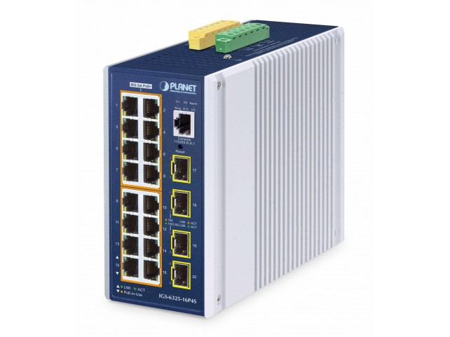 Planet IGS-6325-16P4S IP30 DIN-rail Ind. L3 16 Port  10/100/1000T 802.3at PoE