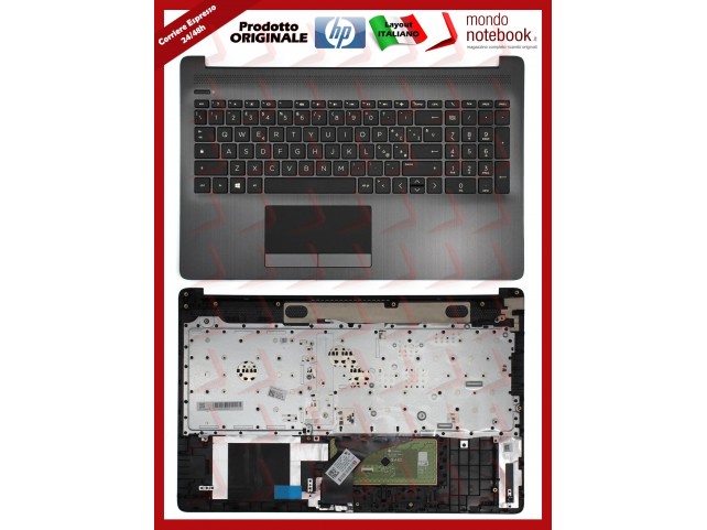 Tastiera con Top Case HP 250 G7 255 G7 15-DA 15-DB 15-DR Italiana (Nera Satinata)