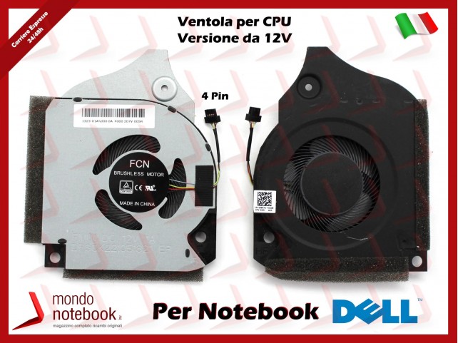 Ventola Fan CPU DELL Inspiron G5-5590 G7-7590 G7-7790 (per CPU) Versione da 12V
