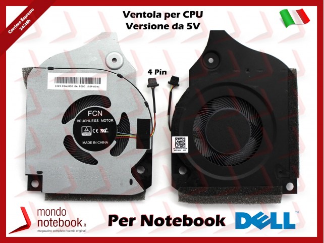 Ventola Fan CPU DELL Inspiron G5-5590 G7-7590 G7-7790 (per CPU) Versione da 5V