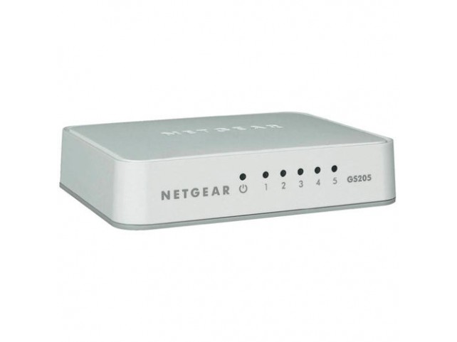 SWITCH NETGEAR GS205-100PES 5P LAN 10/100/1000M GIGABIT UNMANAGED DESKTOP Platinum case