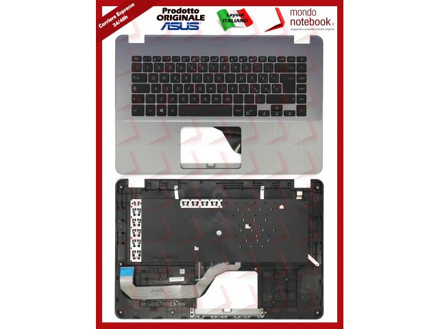 Tastiera con Top Case ASUS F505BA S505BA X505BA A505BA (Silver) Layout Italiano