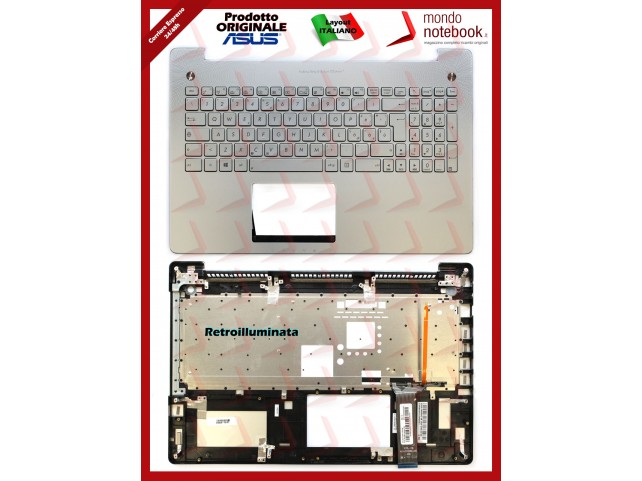 Tastiera con Top Case ASUS N550JV N550LF N550JX Retroilluminata (SILVER)