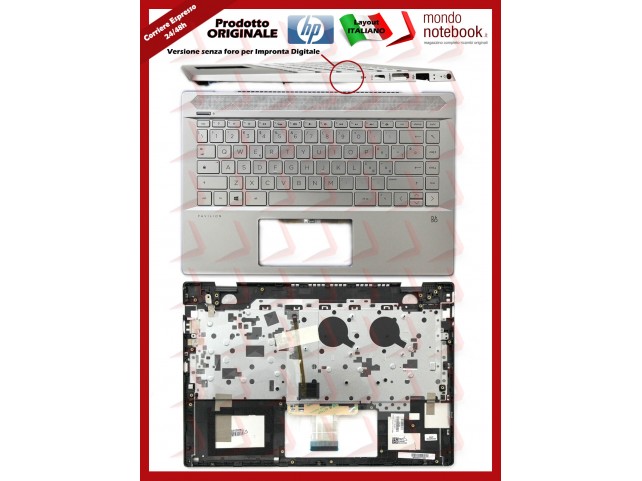 Tastiera con Top Case HP 14-CE (Silver) Layout Italiano Senza Finger Print