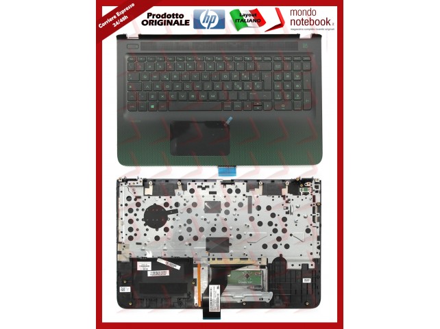 Tastiera con Top Case HP 15-AK (Nera/Verde) Layout Italiano