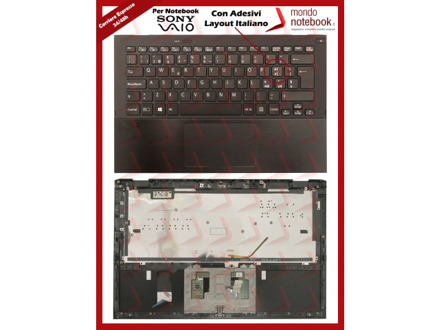 Tastiera con Top Case SONY Vaio Pro 13 SVP13A SVP132 (RETROILLUMINATA) con Adesivi Layout ITALIANO