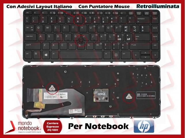 Tastiera Notebook HP Elitebook 840 850 G1 G2 Retroill. Con TrackPoint Con ADESIVI LAYOUT ITALIANO