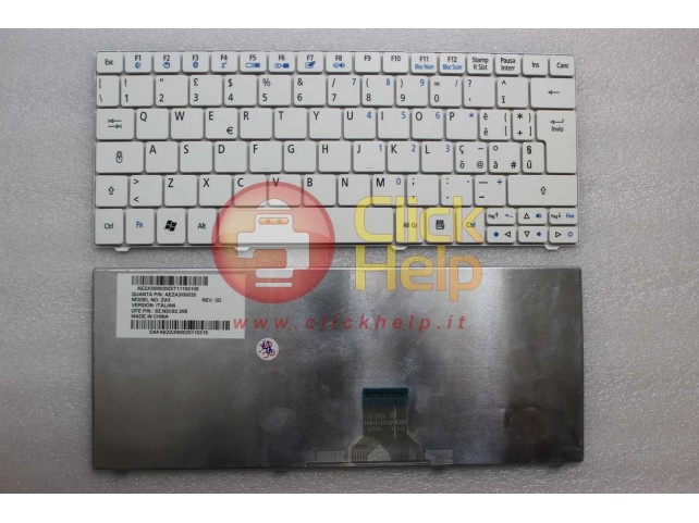 Tastiera Netbook ACER Aspire One 751H 752 Timeline 1810T 1410 (BIANCA) Italiana