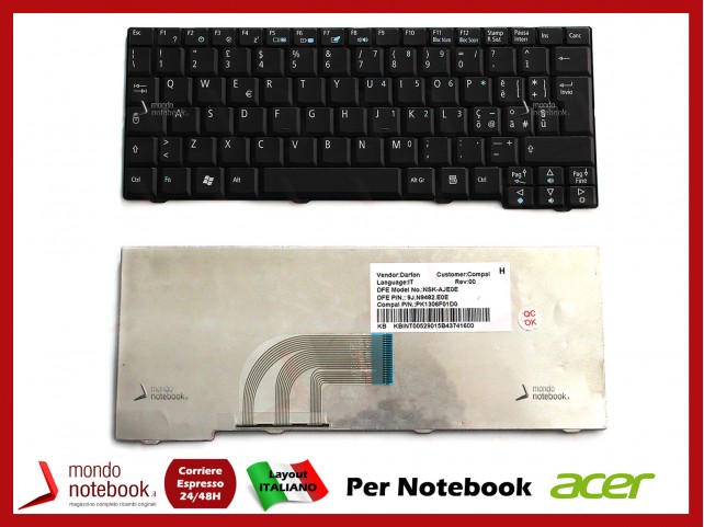 Tastiera Netbook ACER Aspire One ZG5 A110 A150 D150 D250 531H P531 (NERA)