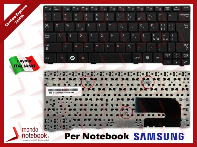Tastiera Netbook SAMSUNG N150 NP-N145 NB20 NB30 (Nera) Compatibile