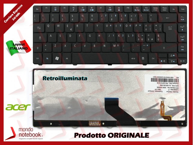 Tastiera Notebook ACER Aspire 5935G 5940G 5942G 3810T 3410T 3820T 4810T 4410T (RETROILLUMINATA)