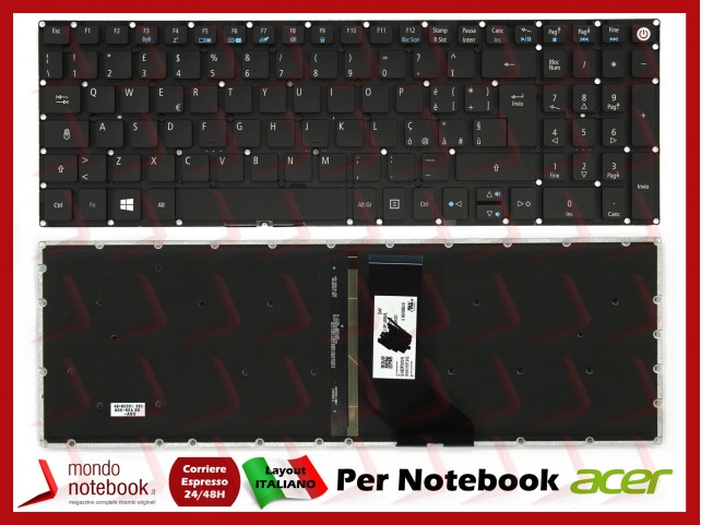 Tastiera Notebook ACER Aspire E5-722 E5-772 V3-574 E5-532 (Retroilluminata) Italiana