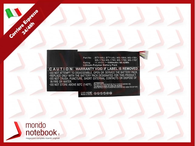 Batteria Compatibile Alta Qualità MSI 65Wh 11.4V 5700mAh GS63 GS73 BTY-M6J