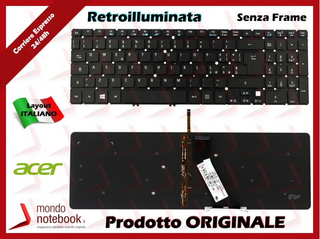 Tastiera Notebook ACER Aspire V5-531 V5-571 (SENZA FRAME) (RETROILLUMINATA) Versione 1