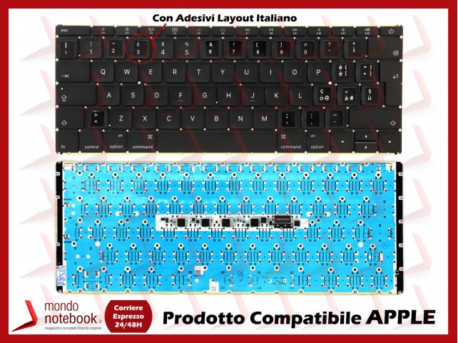 Tastiera Notebook APPLE Macbook CoreM A1534 2015 12" (Retroill) Con Adesivi Layout Italiano