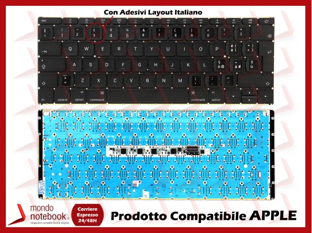 Tastiera Notebook APPLE Macbook CoreM A1534 2015 12" (Retroill) Con Adesivi Layout Italiano