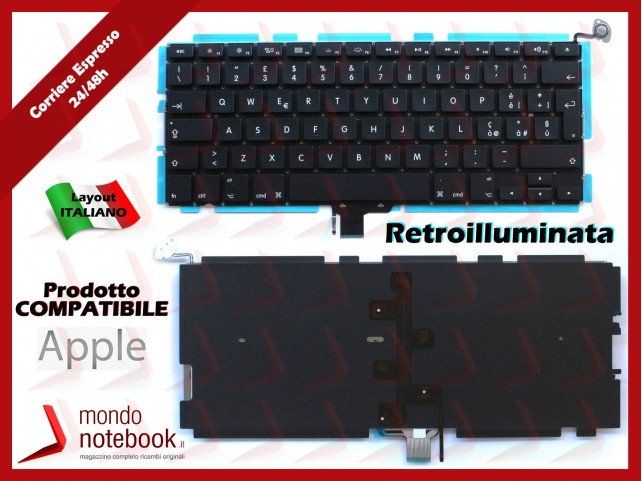 Tastiera Notebook APPLE Macbook Pro 13.3" A1278 (2008) (2009) (2010) (2011) (2012)(RETROILLUMINATA)