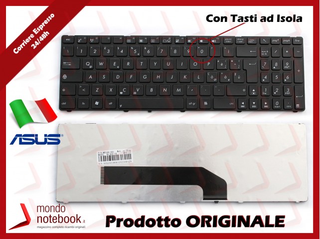 Tastiera Notebook ASUS F52 K50 K51 K60 K61 K62 K70 K72 X5DIN (NERA-ISOLA) con FRAME