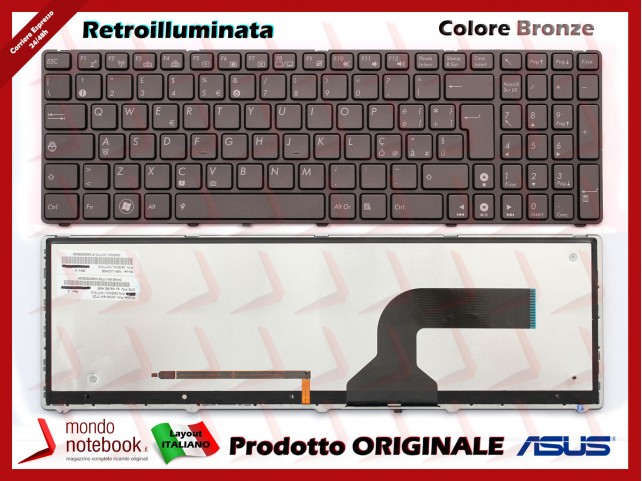 Tastiera Notebook ASUS G73 K52 K60 K70 K72 N61 N71 G51 (RETROILLUMINATA) (BRONZE)