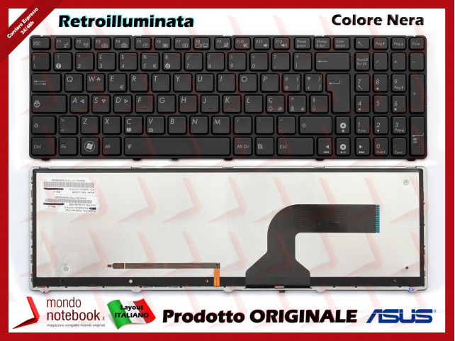 Tastiera Notebook ASUS G73 K52 K60 K70 K72 N61 N71 G51 (RETROILLUMINATA) (NERA)