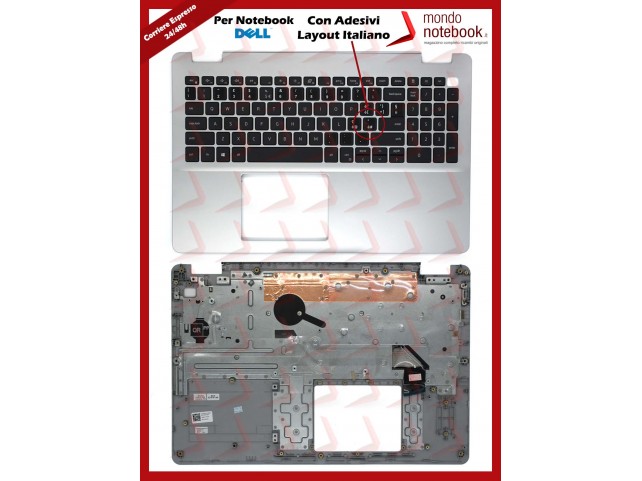 Tastiera con Top Case DELL Inspiron 15 5584 (Grigia) con Adesivi Layout ITALIANO