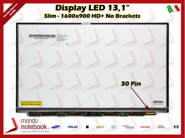 Display LED 13,1'' (1600x900) HD+ per Sony VPCZ119GC/X VPCZ118GC