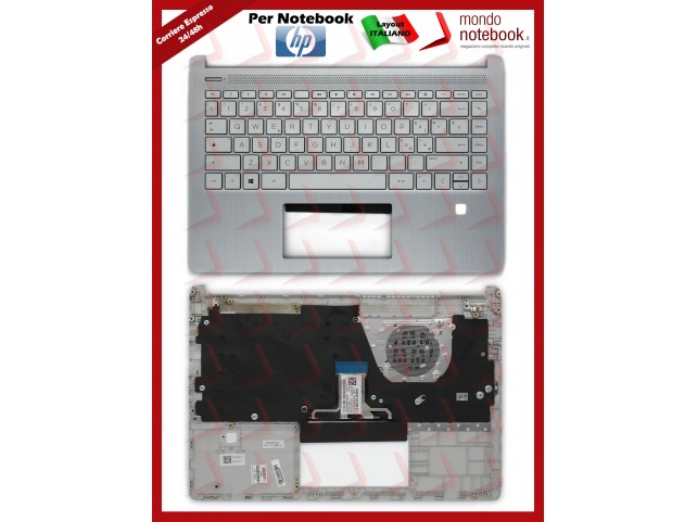 Tastiera con Top Case HP 14-DQ (Natural Silver) Layout Italiano - con FingePrint