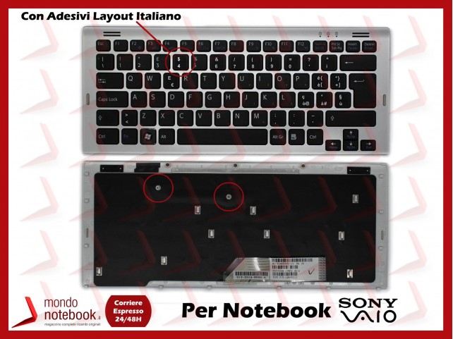 Tastiera Notebook Sony VGN-SR PCG-5N2M (NERA) Con Frame Silver - Con Adesivi Layout Italiano