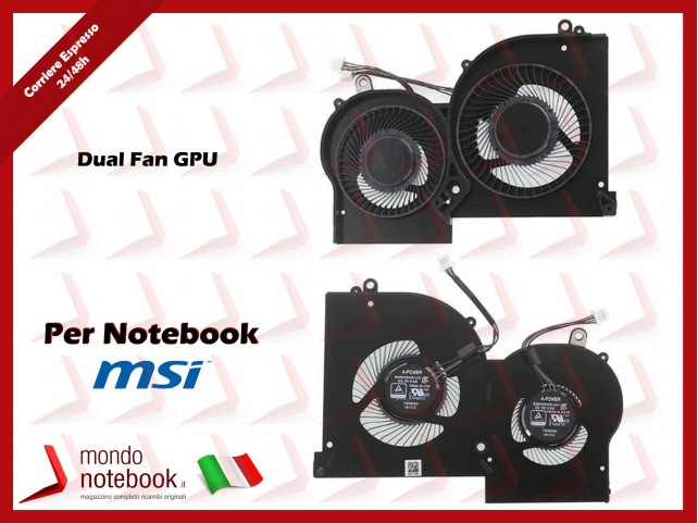 Ventola Dual Fan MSI Stealth Thin GS65 GS65VR P65 Stealth Pro GS63VR GS73VR (Versione 2)