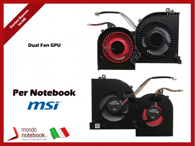 Ventola Dual Fan MSI Stealth Thin GS65 GS65VR P65 Stealth Pro GS63VR GS73VR (Versione 1)