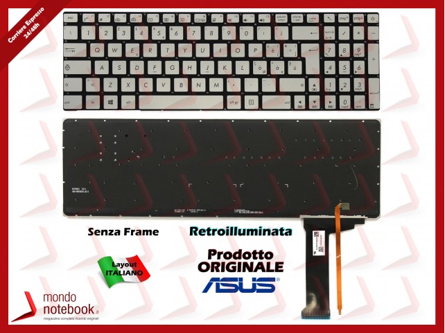 Tastiera Notebook ASUS N551 N552 N751 N751J N752V G551 GL551 GL552 (Silver) Retroilluminata It
