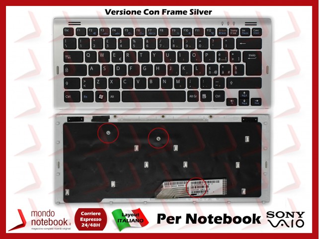 Tastiera Notebook Sony VGN-SR PCG-5N2M (NERA) Con Frame Silver