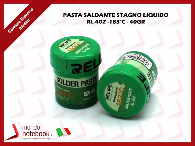 PASTA SALDANTE STAGNO LIQUIDO RL-402 183°C 40GR RELIFE RIPARAZIONE SMARTPHONE