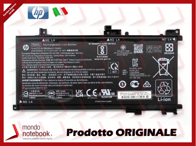 Batteria Originale HP Omen 15-AX, Pavilion 15-BC - 15,4V 4112mAh TE04XL