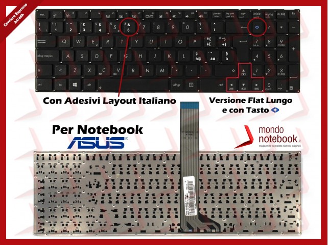 Tastiera Notebook ASUS S550 S550CA S550CM S550CB (SENZA FRAME) Con Adesivi Layout ITA