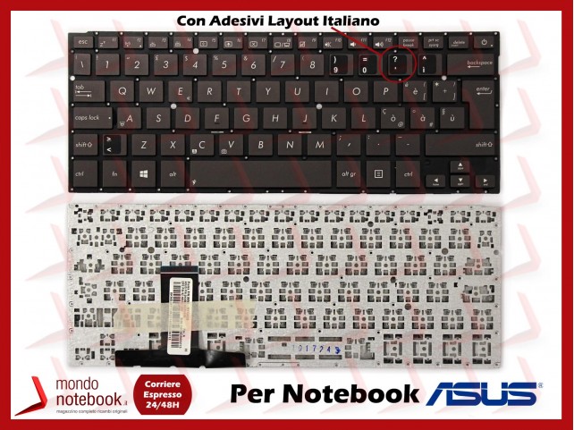 Tastiera Notebook ASUS UX31A (MARRONE)(Senza Frame) Con Adesivi Layout Italiano