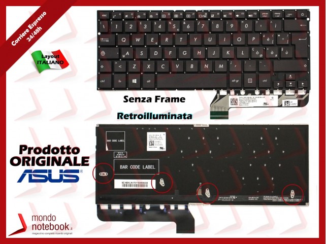 Tastiera Notebook ASUS UX430U UX430UA UX430UN (Retroilluminata) Italiana