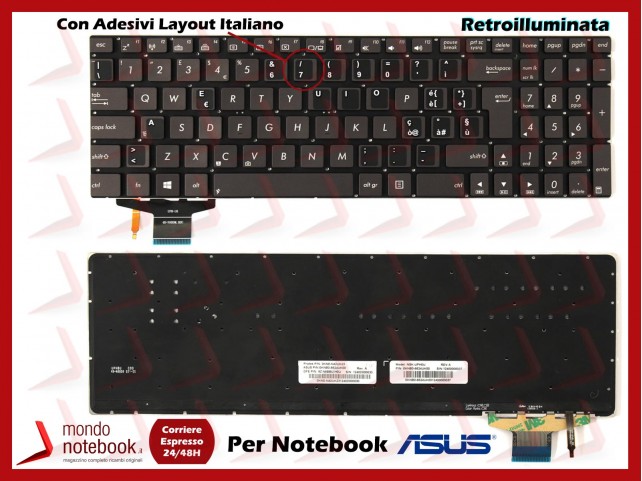 Tastiera Notebook ASUS UX51VZ U500VZ (SENZA FRAME) (BRONZE) (RETROILL) Con Adesivi Layout ITALIANO