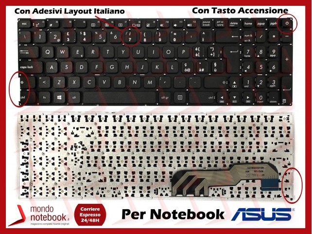Tastiera Notebook ASUS X541 F541 A541 - Con Adesivi Layout Italiano