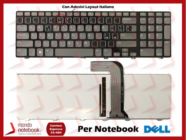 Tastiera Notebook DELL Inspiron 17R N7110 (NERA) (RETROILLUMINATA) con Adesivi Layout Italiano