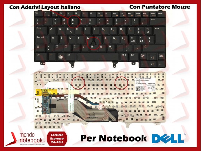 Tastiera Notebook DELL Latitude E6220 E6420 E6320 E5420 (Con Puntatore Mouse) con ADESIVI LAYOUT ITALIANO