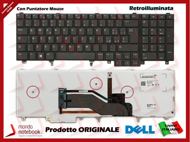 Tastiera Notebook DELL Latitude E6520 E6530 E6540 Precision M4600 M6600 Con Trackpoint Retroilluminata