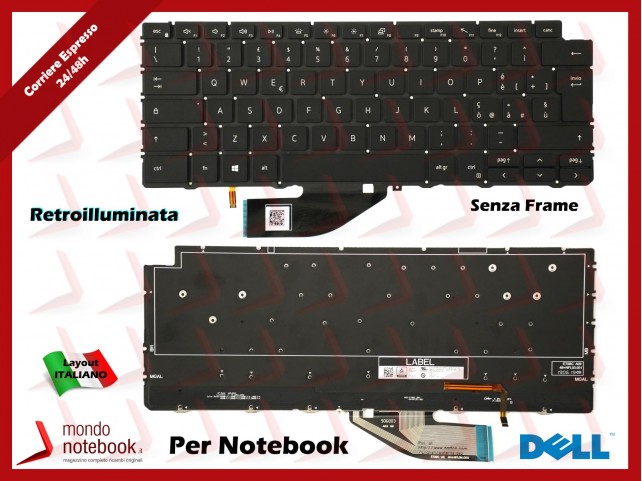 Tastiera Notebook DELL XPS 13 7390 Senza Frame - Retroilluminata