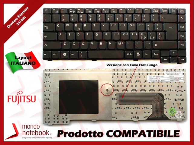Tastiera Notebook Fujitsu Amilo PI1505 Pi2540 Pi2550 Xi2428 (CAVO LUNGO)