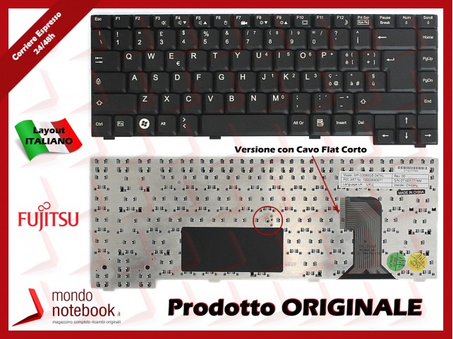 Tastiera Notebook Fujitsu Amilo Pi2530 Pi2540 Pi2550 Xi2428 (CAVO CORTO)