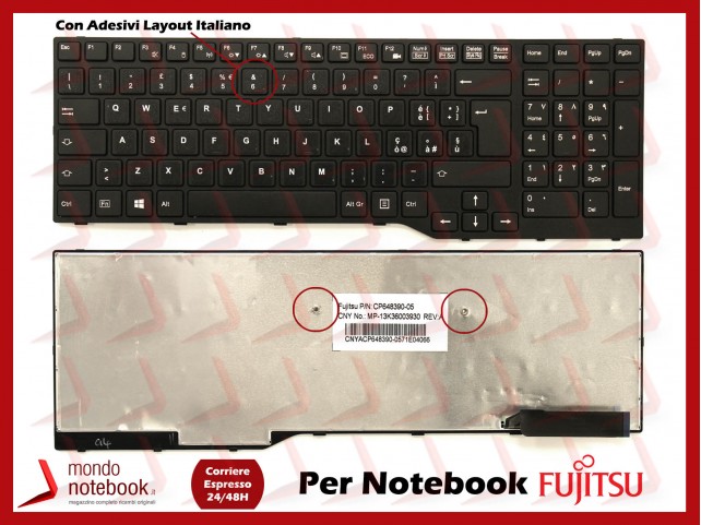 Tastiera Notebook Fujitsu Lifebook A514 A544 A555 AH544 AH564 Con Adesivi Layout ITA